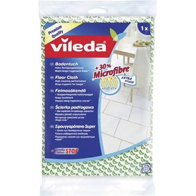 Vileda Paño de suelo con 30% de microfibra para absorber incluso las partículas más pequeñas de suciedad con tecnología antiolores, buena adherencia para frotar, 1 unidad Vileda Paño de suelo con 30% de microfibra para absorber incluso las partículas más pequeñas de suciedad con tecnología antiolores, buena adherencia para frotar, 1 unidad