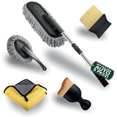 Avilia Kit de Limpieza de Coche Profesional de 5 Piezas de Microfibra para casa y Coche, con Cepillo telescópico, Pinceles y paños Suaves para Limpieza Profunda y Secado sin arañazos Avilia Kit de Limpieza de Coche Profesional de 5 Piezas de Microfibra para casa y Coche, con Cepillo telescópico, Pinceles y paños Suaves para Limpieza Profunda y Secado sin arañazos