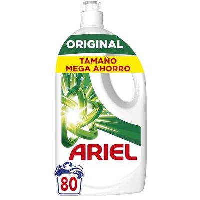 Ariel Detergente Lavadora Liquido 80 Lavados, Original, Jabon Limpieza Mejorada en Ciclos Mas Frios con la Exclusiva Tecnologia de limpieza en Frio Ariel Detergente Lavadora Liquido 80 Lavados, Original, Jabon Limpieza Mejorada en Ciclos Mas Frios con la Exclusiva Tecnologia de limpieza en Frio