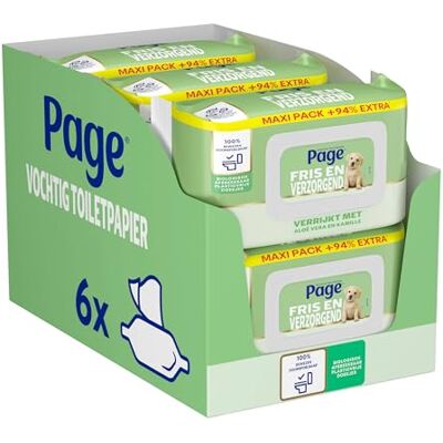 Page Papel higiénico húmedo Aloe Vera Maxipack 444 Piezas (6 x 74 piezas) Paquete de beneficios Page Papel higiénico húmedo Aloe Vera Maxipack 444 Piezas (6 x 74 piezas) Paquete de beneficios