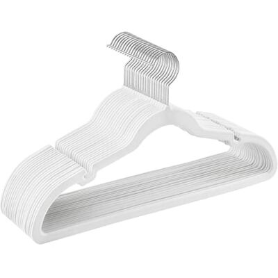 SONGMICS Perchas de Terciopelo, Juego de 20 Piezas, Antideslizantes, Ranuras para Hombros, Barra para Pantalones, Gancho Giratorio 360°, 0,6 cm de Grosor, 43 cm Largo, Blanco Simple CRF029W02 SONGMICS Perchas de Terciopelo, Juego de 20 Piezas, Antideslizantes, Ranuras para Hombros, Barra para Pantalones, Gancho Giratorio 360°, 0,6 cm de Grosor, 43 cm Largo, Blanco Simple CRF029W02
