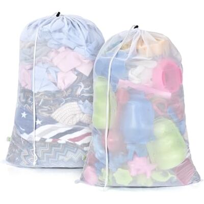 OTraki Saco para la Colada con Cordón Bolsa Ropa Sucia Viaje Bolsas Malla Lavadora Delicada para Organizador Lavandería para Colegio, Dormitorio, Habitantes de Apartamento Negro 2Pcs (Blanco 60x90cm) OTraki Saco para la Colada con Cordón Bolsa Ropa Sucia Viaje Bolsas Malla Lavadora Delicada para Organizador Lavandería para Colegio, Dormitorio, Habitantes de Apartamento Negro 2Pcs (Blanco 60x90cm)