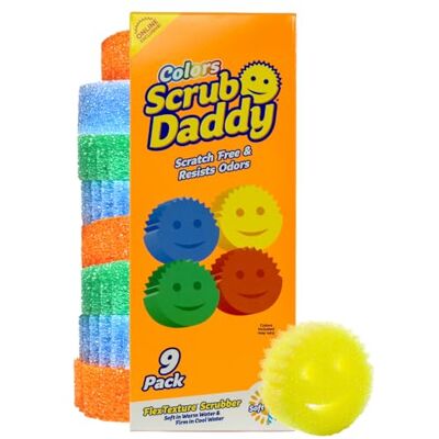 Scrub Daddy Esponjas de Cocina Multiusos sin arañazos, esponjas de Platos a Granel para Cocina, baño, Limpieza del hogar y más, Fabricadas con Espuma de polímero sin BPA (9 Unidades) Scrub Daddy Esponjas de Cocina Multiusos sin arañazos, esponjas de Platos a Granel para Cocina, baño, Limpieza del hogar y más, Fabricadas con Espuma de polímero sin BPA (9 Unidades)
