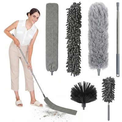 Carehabi Plumero Atrapapolvo 6 Piezas Plumero Telescopico Extensible Plumero Extensible Longitud Telescópica hasta 215cm para Techos Grietas Muebles Carehabi Plumero Atrapapolvo 6 Piezas Plumero Telescopico Extensible Plumero Extensible Longitud Telescópica hasta 215cm para Techos Grietas Muebles
