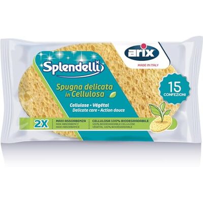 Arix Gipsy, 30 esponjas delicadas de celulosa de la línea Splendelli, Esponja Ovalada para Limpieza y Secado de Todas Las Superficies, Fabricada en Italia – 15 Paquetes Arix Gipsy, 30 esponjas delicadas de celulosa de la línea Splendelli, Esponja Ovalada para Limpieza y Secado de Todas Las Superficies, Fabricada en Italia – 15 Paquetes