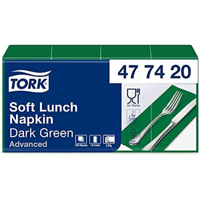 Tork Soft Lunch/Servilletas para almuerzo de tres capas/plegado americano 1/8 / color verde oscuro / 10 paquetes x 150 unidades (1500 servilletas) / 33 x 32,6 cm/Advanced Tork Soft Lunch/Servilletas para almuerzo de tres capas/plegado americano 1/8 / color verde oscuro / 10 paquetes x 150 unidades (1500 servilletas) / 33 x 32,6 cm/Advanced