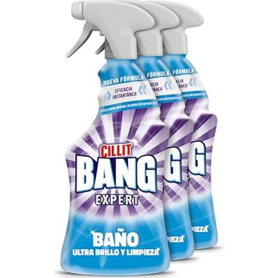 Cillit Bang Baño Ultra brillo, potente limpiador para el baño, formato spray Pack de 3 x 750 ml, El embalaje puede variar Cillit Bang Baño Ultra brillo, potente limpiador para el baño, formato spray Pack de 3 x 750 ml, El embalaje puede variar