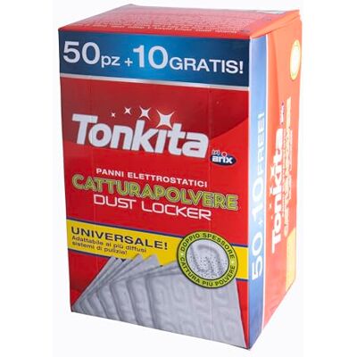 Tonkita 60 paños electrostáticos atrapapolvos universales, atrapa la Suciedad con Textura 3D de Doble Capa, Apto para Todo Tipo de Suelos, Recambio atrapapolvo, 60 Unidades – Made in Italy Tonkita 60 paños electrostáticos atrapapolvos universales, atrapa la Suciedad con Textura 3D de Doble Capa, Apto para Todo Tipo de Suelos, Recambio atrapapolvo, 60 Unidades – Made in Italy