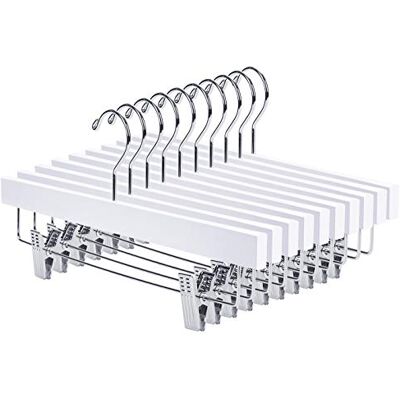 Nature Smile Perchas de Madera de Loto Maciza de Lujo para Pantalones, Pantalones y Pantalones con 2 Clips Ajustables, Gancho antioxidante, Paquete de 10 Unidades (Blanco) Nature Smile Perchas de Madera de Loto Maciza de Lujo para Pantalones, Pantalones y Pantalones con 2 Clips Ajustables, Gancho antioxidante, Paquete de 10 Unidades (Blanco)