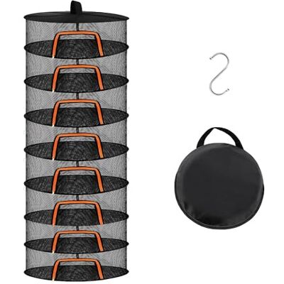 Relaxdays Estante Plegable de 8 Niveles para secar Hierbas, Frutas, Verduras y Pescado, Naranja/Negro 160x60x60 cm Relaxdays Estante Plegable de 8 Niveles para secar Hierbas, Frutas, Verduras y Pescado, Naranja/Negro 160x60x60 cm