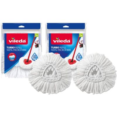 Vileda EasyWring and Clean Turbo Classic, Cabezal de Recambio de fregona de Microfibra, Blanco, 2 Unidades Vileda EasyWring and Clean Turbo Classic, Cabezal de Recambio de fregona de Microfibra, Blanco, 2 Unidades