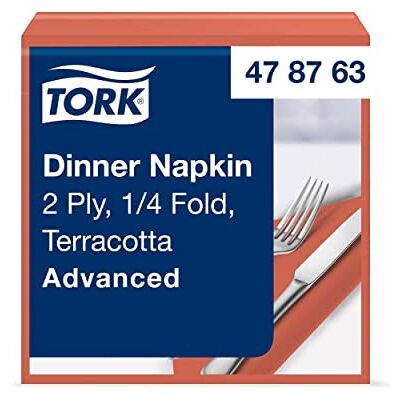 Tork Dinner Servilletas para cena/dos capas/pliegue 1/4 / color terracota / 12 paquetes x 150 unidades (1800 servilletas) / 39 cm x 39 cm/Advanced Tork Dinner Servilletas para cena/dos capas/pliegue 1/4 / color terracota / 12 paquetes x 150 unidades (1800 servilletas) / 39 cm x 39 cm/Advanced