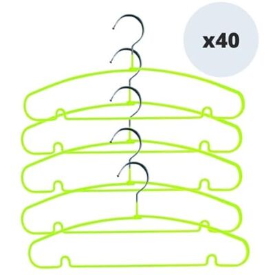 MSV Pack de 40 Perchas de Acero Revestidas de Plástico Antideslizantes Verde MSV Pack de 40 Perchas de Acero Revestidas de Plástico Antideslizantes Verde