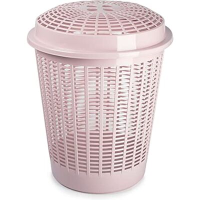 AC Cesto redondo para ropa sucia con tapa Pongotodo de plástico Cubo para colada Diseño a Rayas Fabricado en España (Rosa Palo 50 litros 57,5 x 45,7 cm) AC Cesto redondo para ropa sucia con tapa Pongotodo de plástico Cubo para colada Diseño a Rayas Fabricado en España (Rosa Palo 50 litros 57,5 x 45,7 cm)