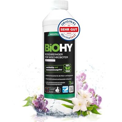 BIOHY Limpiador de suelos para todos los robots con aroma primaveral (500 ml) Detergente concentrado para todos los robots limpiadores y aspiradores con función húmeda Sin espuma y sin rayas BIOHY Limpiador de suelos para todos los robots con aroma primaveral (500 ml) Detergente concentrado para todos los robots limpiadores y aspiradores con función húmeda Sin espuma y sin rayas