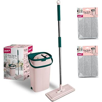 York Mopa Plana móvil con Mango y Cubo de Microfibra Absorbente para la Limpieza del Suelo sin Manchas de Agua Rosa-Verde 2 Cartuchos Extra Capacidad del Cubo: 6 litros Longitud del York Mopa Plana móvil con Mango y Cubo de Microfibra Absorbente para la Limpieza del Suelo sin Manchas de Agua Rosa-Verde 2 Cartuchos Extra Capacidad del Cubo: 6 litros Longitud del