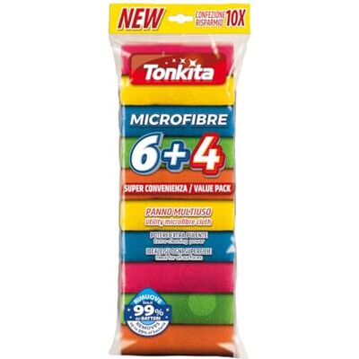 Tonkita 6 + 4 paños Multiusos de Microfibra de Colores, 30 x 30 cm, Microfibra con Poder Extra Limpiador, Ideal en Cualquier Superficie, paños de Limpieza Multiusos, 10 paños Tonkita 6 + 4 paños Multiusos de Microfibra de Colores, 30 x 30 cm, Microfibra con Poder Extra Limpiador, Ideal en Cualquier Superficie, paños de Limpieza Multiusos, 10 paños