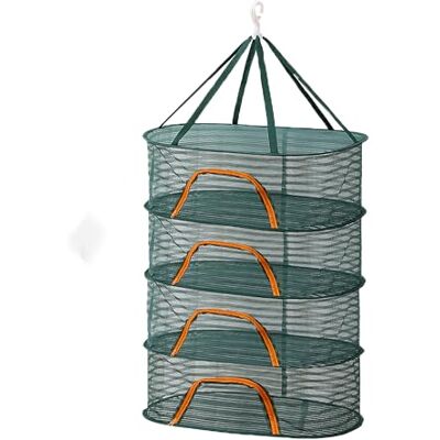 Relaxdays Red Plegable para secar, Malla de 4 Niveles para Hierbas, Frutas, Verduras y Pescado Colgante, Verde/Naranja Relaxdays Red Plegable para secar, Malla de 4 Niveles para Hierbas, Frutas, Verduras y Pescado Colgante, Verde/Naranja