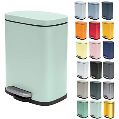 Spirella Papelera de pedal AKIRA para baño Acero inoxidable Cierre silencioso y fácil de cerrar Verde hielo mate 5 l Spirella Papelera de pedal AKIRA para baño Acero inoxidable Cierre silencioso y fácil de cerrar Verde hielo mate 5 l