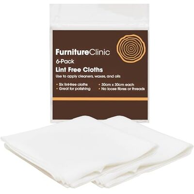 Furniture Clinic Paquete de 6 paños de Limpieza sin Pelusas, 6 paños de Limpieza para Limpiar, engrasar Muebles de Madera, aplicar Ceras de Madera y más Furniture Clinic Paquete de 6 paños de Limpieza sin Pelusas, 6 paños de Limpieza para Limpiar, engrasar Muebles de Madera, aplicar Ceras de Madera y más