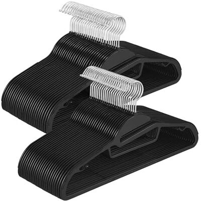 Relaxdays Set de 50 Perchas, Antideslizantes, con Barra, Apertura en U, Soporte para Corbatas, Color Negro Relaxdays Set de 50 Perchas, Antideslizantes, con Barra, Apertura en U, Soporte para Corbatas, Color Negro