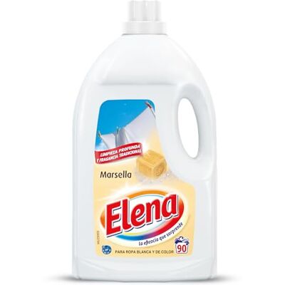 Elena Marsella Detergente para lavadora, adecuado para ropa blanca y de color, formato gel, 90 dosis Elena Marsella Detergente para lavadora, adecuado para ropa blanca y de color, formato gel, 90 dosis
