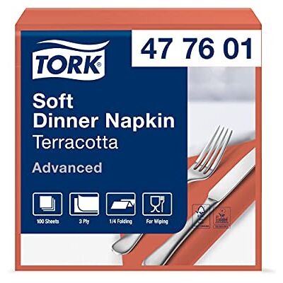 Tork Soft Dinner Servilleta para cena extrasuave / 3 capas/color terracota / 12 paquetes x 100 unidades (1200 servilletas) / 39 cm x 39 cm/Advanced Tork Soft Dinner Servilleta para cena extrasuave / 3 capas/color terracota / 12 paquetes x 100 unidades (1200 servilletas) / 39 cm x 39 cm/Advanced