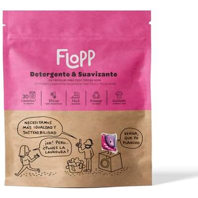 FLOPP Detergente Con Suavizante En Cápsulas Para La Ropa Duo Caps 2en1, Rosa, 30 Unidades FLOPP Detergente Con Suavizante En Cápsulas Para La Ropa Duo Caps 2en1, Rosa, 30 Unidades