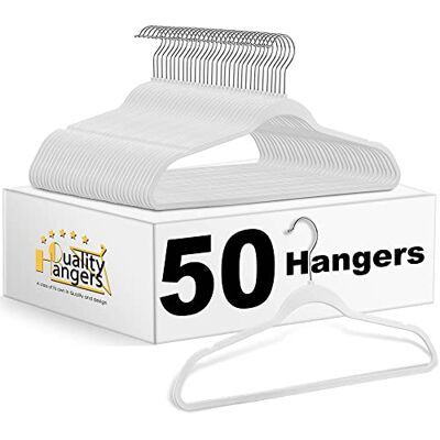 Quality Hangers Gancho plástico de Calidad para no Terciopelo, no flocada Creador de Espacio Perchas Giratorio 17,5 Pulgadas Blanco Quality Hangers Gancho plástico de Calidad para no Terciopelo, no flocada Creador de Espacio Perchas Giratorio 17,5 Pulgadas Blanco