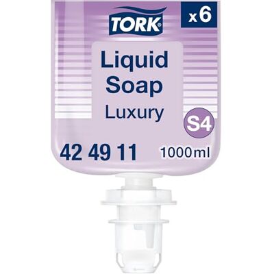Tork Jabón Líquido Luxury S4, Desinfectante con Aroma Floral, 6 × 1000 ml, Tork Jabón Líquido Luxury S4, Desinfectante con Aroma Floral, 6 × 1000 ml,