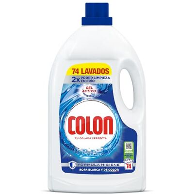 Colon Gel Activo Detergente para lavadora, adecuado para ropa blanca y de color, formato gel 74 dosis Colon Gel Activo Detergente para lavadora, adecuado para ropa blanca y de color, formato gel 74 dosis