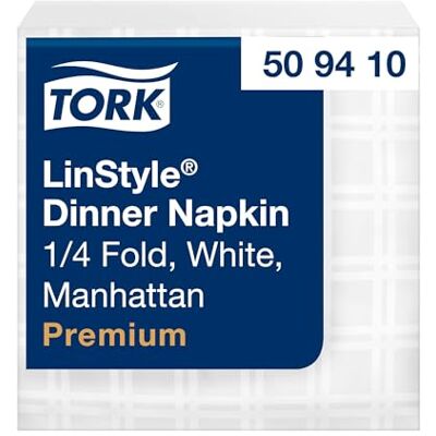 Tork Servilleta Dinner Blanca LinStyle, 1/4 pliegue, 19.5 x 19.5 cm, 14 x 50 servilletas, Tork Servilleta Dinner Blanca LinStyle, 1/4 pliegue, 19.5 x 19.5 cm, 14 x 50 servilletas,