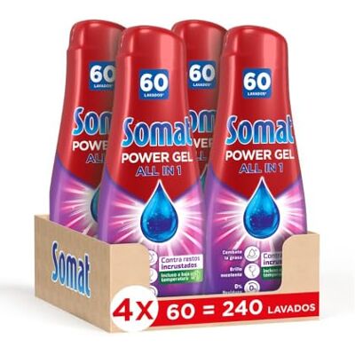 Somat Power Gel Todo en 1 para Lavavajillas (240 Lavados), Detergente para Lavavajillas con Limpieza Potente, Para una Vajilla Perfectamente Limpia Incluso en Programas Eco y Ciclos Cortos Somat Power Gel Todo en 1 para Lavavajillas (240 Lavados), Detergente para Lavavajillas con Limpieza Potente, Para una Vajilla Perfectamente Limpia Incluso en Programas Eco y Ciclos Cortos