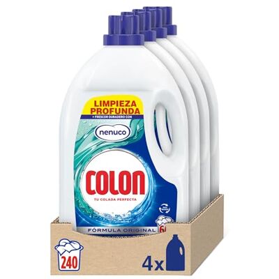Colon Detergente para Ropa Líquido Fragancia Nenuco Hipoalergénico Pack de 4 botellas de 60, 240 lavados, 240 Dosis Colon Detergente para Ropa Líquido Fragancia Nenuco Hipoalergénico Pack de 4 botellas de 60, 240 lavados, 240 Dosis