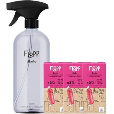 FLOPP Limpiador de Baños Eco Desincrustante Eficaz contra la cal Pack 6 Botellas de 500 ml (3L) Formato ultraconcentrado Ecolabel & Certificación Vegan Multiusos FLOPP Limpiador de Baños Eco Desincrustante Eficaz contra la cal Pack 6 Botellas de 500 ml (3L) Formato ultraconcentrado Ecolabel & Certificación Vegan Multiusos