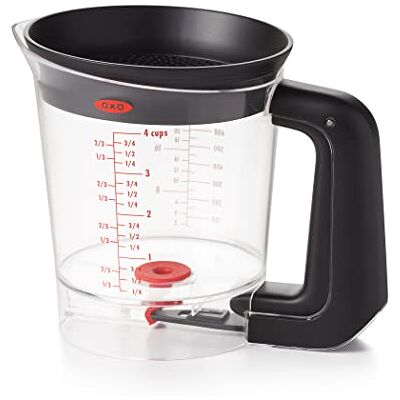 OXO Good Grips Separador de Grasa para Salsa, 1 L Filtro Integrado, Válvula de Cierre de Silicona, Mango Antideslizante, Marcas de Medición, Apto para Lavavajillas OXO Good Grips Separador de Grasa para Salsa, 1 L Filtro Integrado, Válvula de Cierre de Silicona, Mango Antideslizante, Marcas de Medición, Apto para Lavavajillas