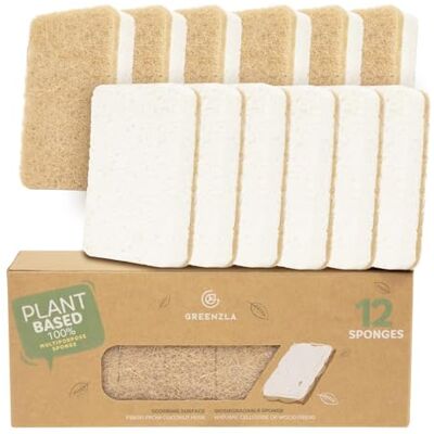 GREENZLA Esponjas Naturales , Paquete de 12, Esponja de Cocina ecológica para una Vida sostenible, Esponja de Limpieza Reutilizable a Base de Plantas de cáñamo/sisal Biodegradable GREENZLA Esponjas Naturales , Paquete de 12, Esponja de Cocina ecológica para una Vida sostenible, Esponja de Limpieza Reutilizable a Base de Plantas de cáñamo/sisal Biodegradable