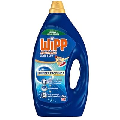 Wipp Express Detergente Líquido Limpio y Liso para lavadora (85 lavados), detergente líquido para lavadora para una limpieza profunda, jabón para ropa Wipp Express Detergente Líquido Limpio y Liso para lavadora (85 lavados), detergente líquido para lavadora para una limpieza profunda, jabón para ropa