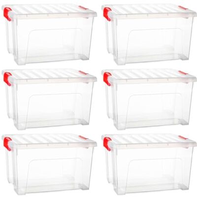 AC Pk de 6 Cajas de Almenamiento KLIP K2 Fabricado en plástico Contenedor para almenar Libros, Ropa, Mantas 34,5 x 43,5 x 25 cm 25 litros AC Pk de 6 Cajas de Almenamiento KLIP K2 Fabricado en plástico Contenedor para almenar Libros, Ropa, Mantas 34,5 x 43,5 x 25 cm 25 litros