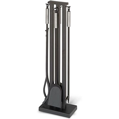 Pilgrim Contemporary Fireplace Tool Set Home and Hearth -Juego de Herramientas contemporáneas para Chimenea, Negro Mate con Asas de Acero Cepillado, 32" H, 22 LB Pilgrim Contemporary Fireplace Tool Set Home and Hearth -Juego de Herramientas contemporáneas para Chimenea, Negro Mate con Asas de Acero Cepillado, 32" H, 22 LB