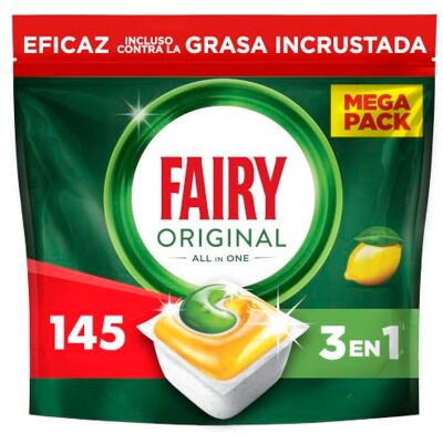 FAIRY Original TodoEn1 Cápsulas Lavavajillas Máquina Limón, 5x29 Cápsulas Acción De Limpieza A La Primera Sin Necesidad De Volver A Lavar Eficaz En El 100 % De La Grasa Brillo Impecable Sin Residuos FAIRY Original TodoEn1 Cápsulas Lavavajillas Máquina Limón, 5x29 Cápsulas Acción De Limpieza A La Primera Sin Necesidad De Volver A Lavar Eficaz En El 100 % De La Grasa Brillo Impecable Sin Residuos