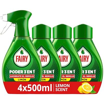FAIRY Poder Sin Remojo Limón Spray Recambio, Vajilla y Cocina, Antigrasa, 2000ml, Paquete de 4 FAIRY Poder Sin Remojo Limón Spray Recambio, Vajilla y Cocina, Antigrasa, 2000ml, Paquete de 4