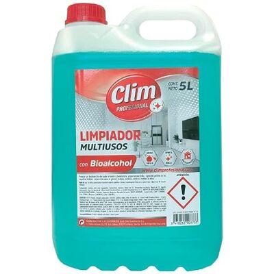 Clim Profesional Limpiador Multiusos con Bioalcohol. Garrafa 5 litros. Limpiador Multisuperficies que aporta Brillo y Aroma Agradable. Suelos, encimeras, cristales, etc. Clim Profesional Limpiador Multiusos con Bioalcohol. Garrafa 5 litros. Limpiador Multisuperficies que aporta Brillo y Aroma Agradable. Suelos, encimeras, cristales, etc.