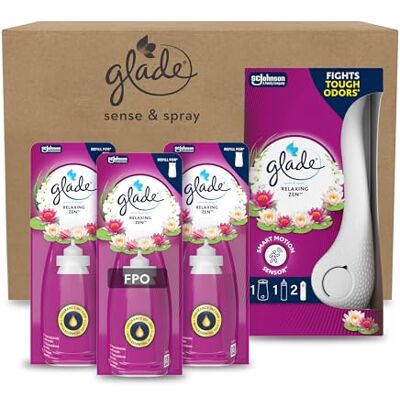 Glade Ambientador Autómatico Sense & Spray Relaxing Zen, con Sensor de Movimiento, Dura Hasta 180 Días, con Aceites Esenciales, Pack 1 Difusor + 3 Recambios Glade Ambientador Autómatico Sense & Spray Relaxing Zen, con Sensor de Movimiento, Dura Hasta 180 Días, con Aceites Esenciales, Pack 1 Difusor + 3 Recambios