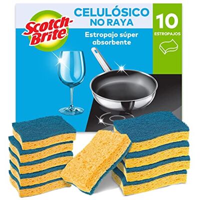 Esponja de limpieza de celulosa delicada Scotch-Brite - 10 unidades Esponja de limpieza de celulosa delicada Scotch-Brite - 10 unidades