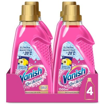 Vanish Oxi Action Gold Quitamanchas multibeneficio para la ropa, elimina olores y potenciador del lavado, en gel, sin lejía 4x 1500 ml Vanish Oxi Action Gold Quitamanchas multibeneficio para la ropa, elimina olores y potenciador del lavado, en gel, sin lejía 4x 1500 ml