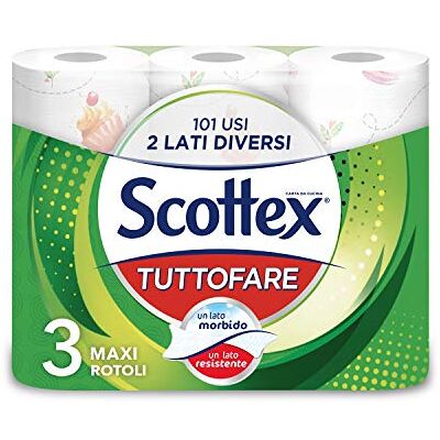 Scottex Tuttofare Rollo de doble cara, 3 rollos de 520 g Scottex Tuttofare Rollo de doble cara, 3 rollos de 520 g