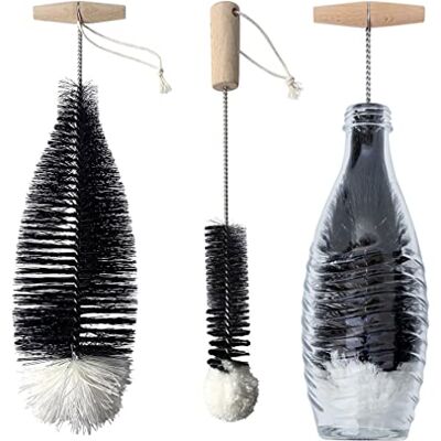 Grunda Juego de 2 cepillos para Botellas, 35 cm, Lana para biberones, Limpieza sin arañazos Grunda Juego de 2 cepillos para Botellas, 35 cm, Lana para biberones, Limpieza sin arañazos