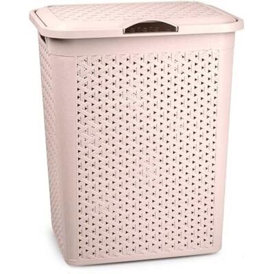 AC Cesto para Ropa Sucia con Tapa y Asas Plástico Fabricado en España Cubo pongotodo para Colada Diseño imitión Mimbre 38 litros 49 x 38,5 x 29,5 cm Beige AC Cesto para Ropa Sucia con Tapa y Asas Plástico Fabricado en España Cubo pongotodo para Colada Diseño imitión Mimbre 38 litros 49 x 38,5 x 29,5 cm Beige