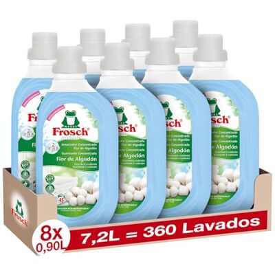 Frosch Suavizante Concentrado Liquido Ecológico Flor de Algodón para Lavadora, Apto para Ropa Blanca y de Color, Producto Hipoalergénico y Ecológico Pack 8 x 900 ml Frosch Suavizante Concentrado Liquido Ecológico Flor de Algodón para Lavadora, Apto para Ropa Blanca y de Color, Producto Hipoalergénico y Ecológico Pack 8 x 900 ml